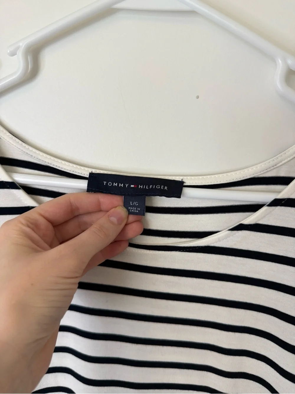 Tommy Hilfiger Black & White Striped Lace-Trim Mini Dress
